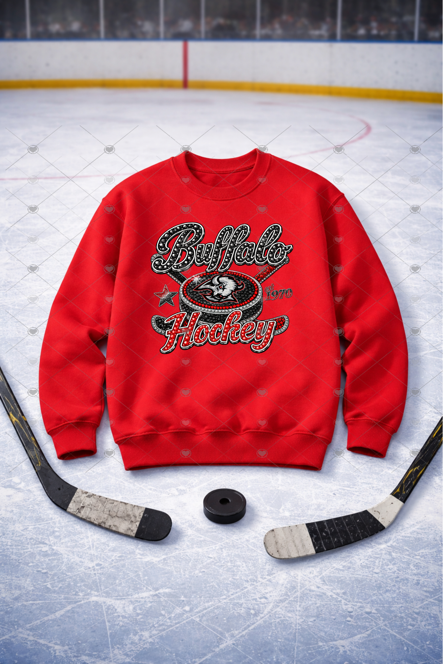 Buffalo Hockey - Red & Black Gemstone