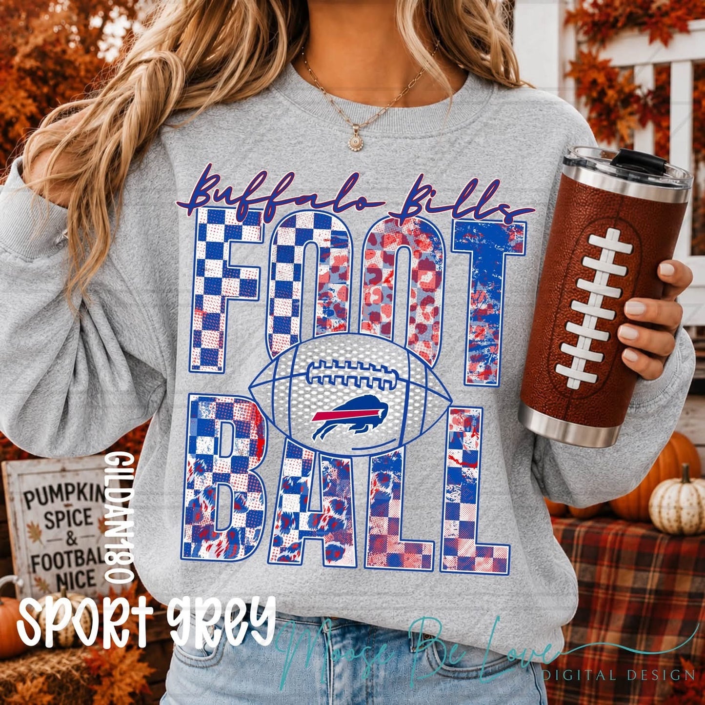 Buffalo Football - Stacked checkered Leopard Print
