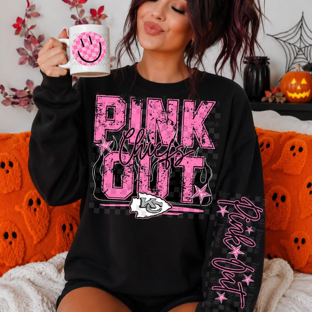 Pink Out - Black with flames