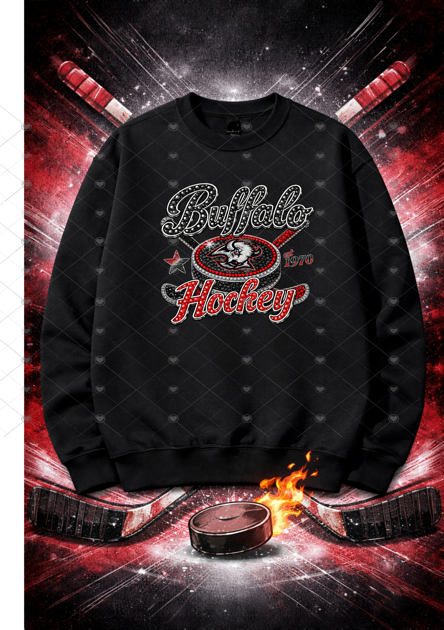 Buffalo Hockey - Red & Black Gemstone