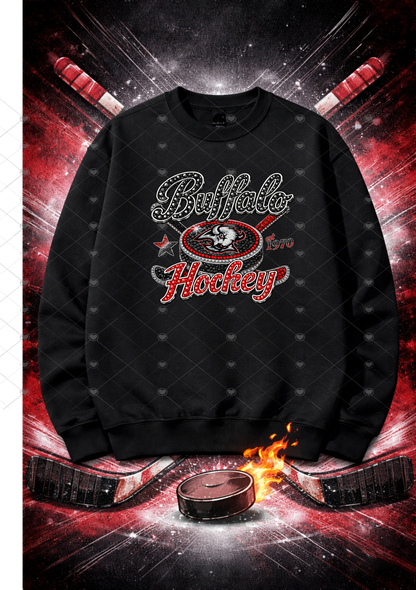 Buffalo Hockey - Red & Black Gemstone