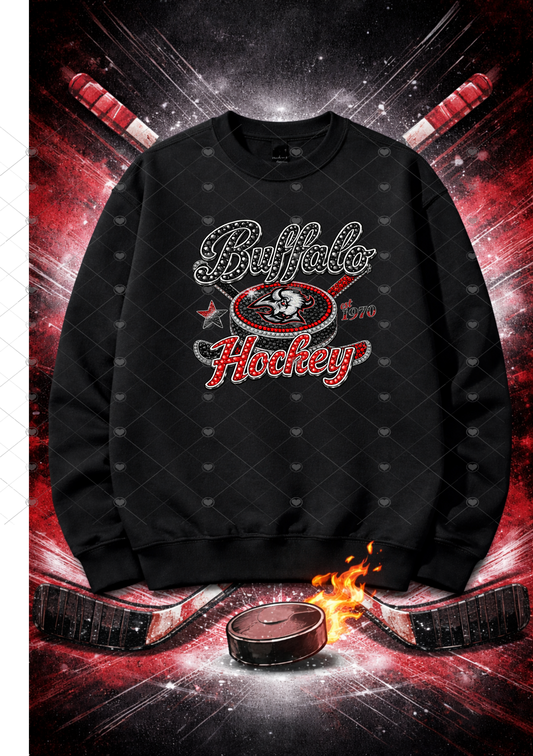 Buffalo Hockey - Red & Black Gemstone