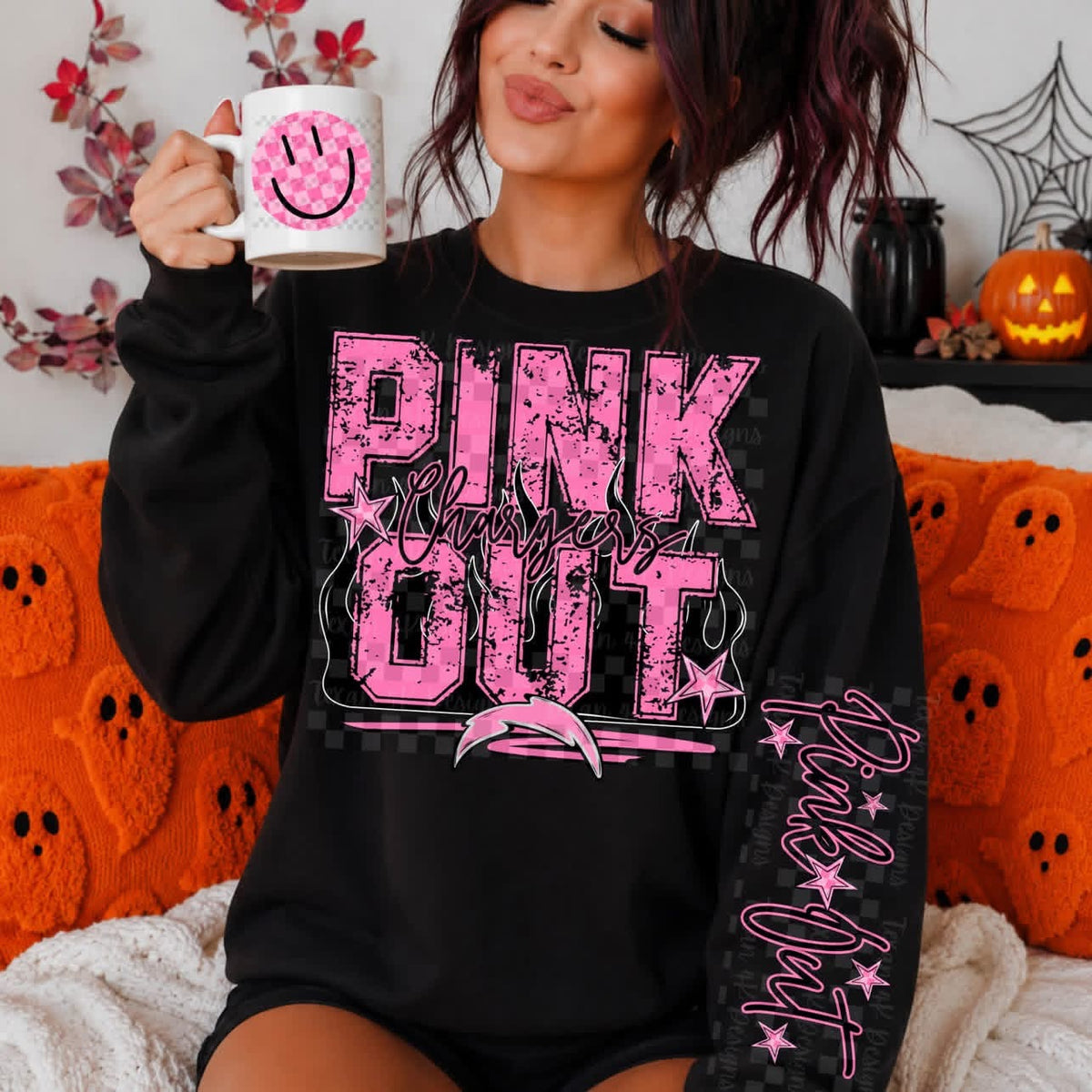 Pink Out - Black with flames