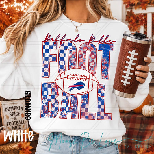 Buffalo Football - Stacked checkered Leopard Print