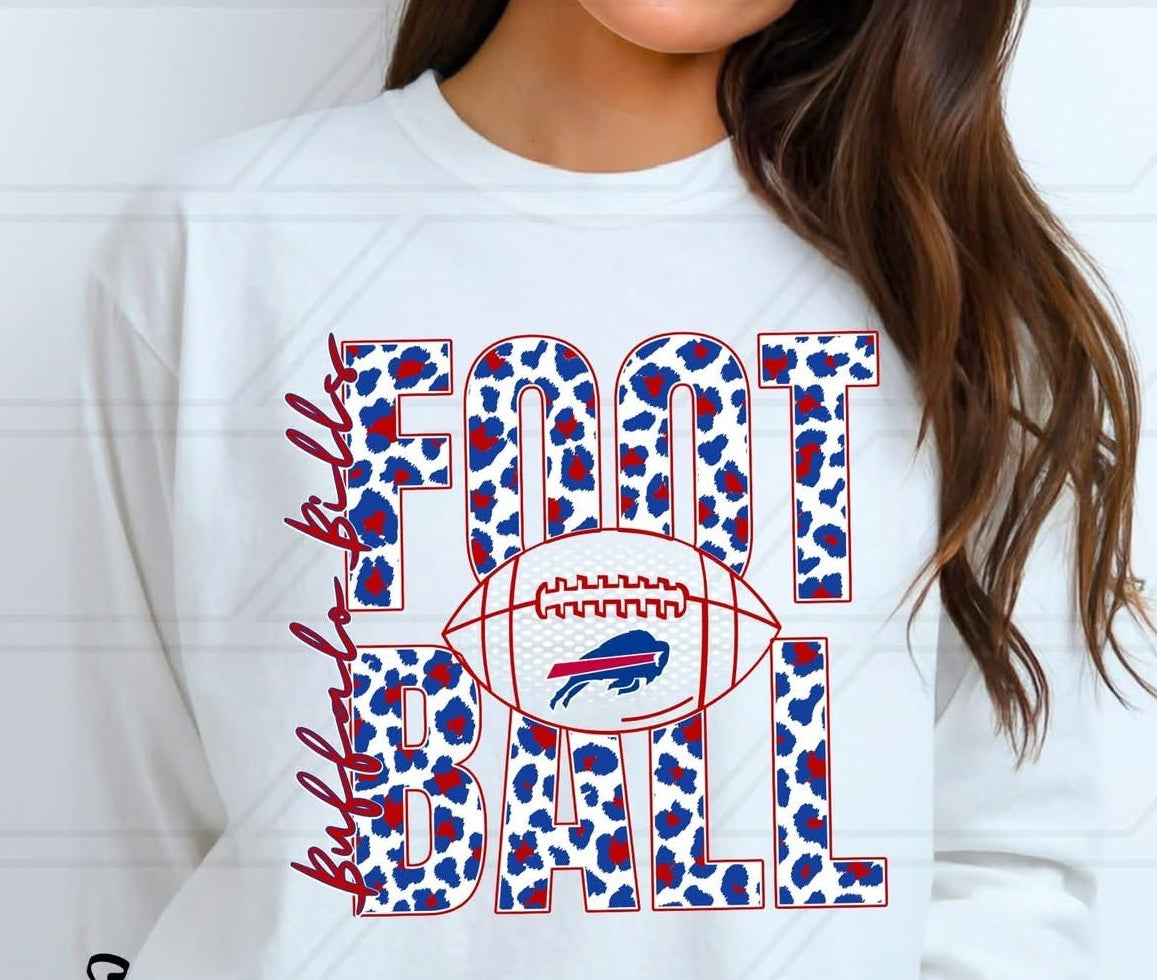 Buffalo Football - Stacked Leopard Print