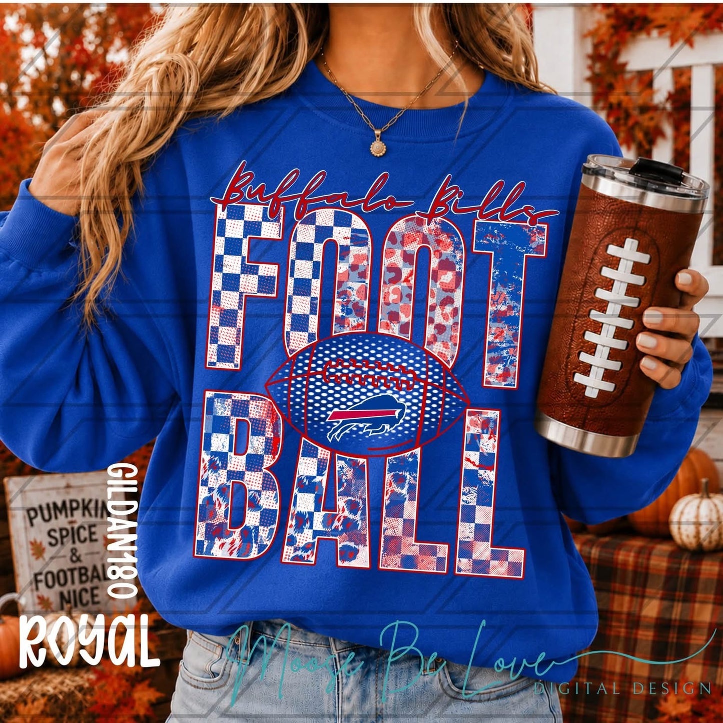 Buffalo Football - Stacked checkered Leopard Print