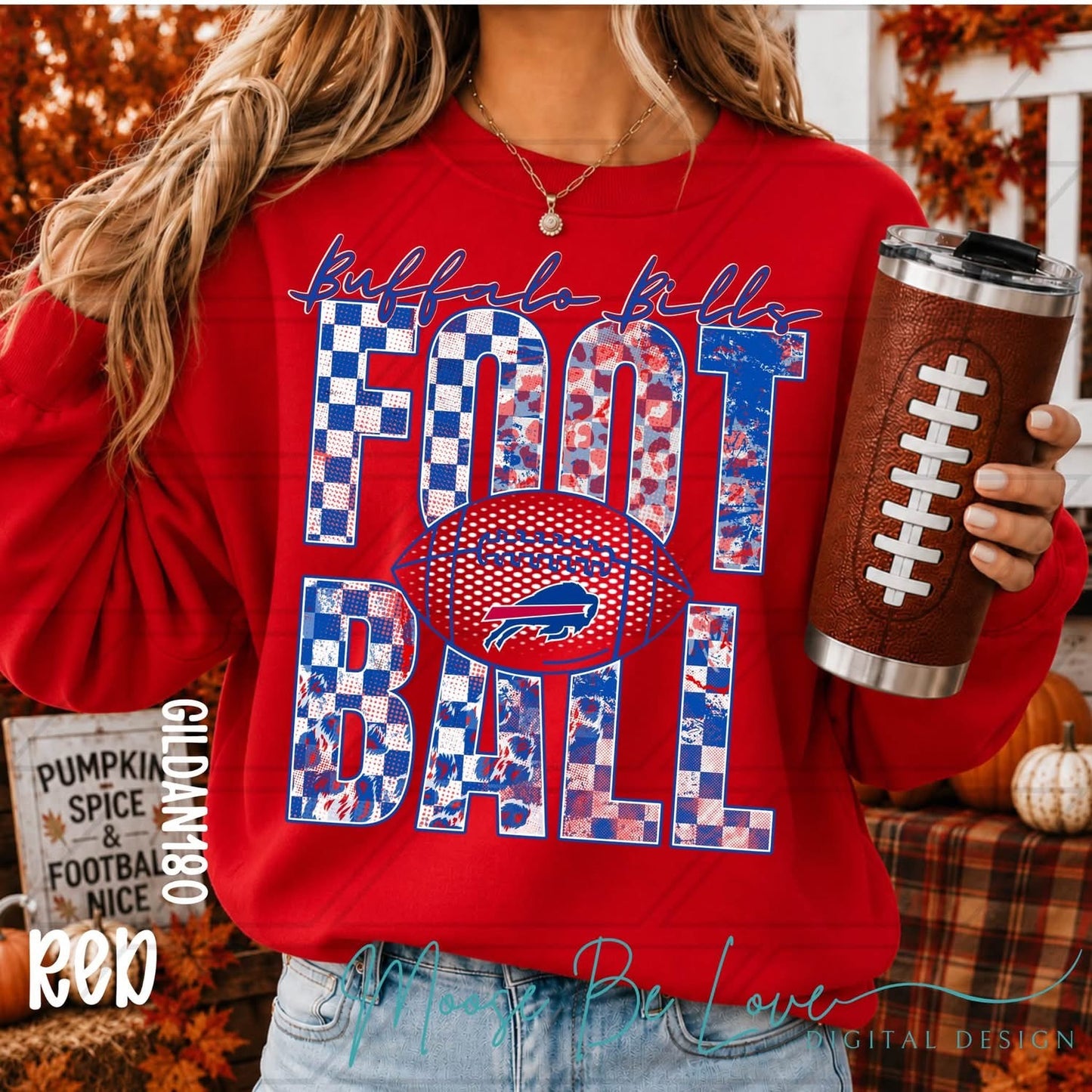 Buffalo Football - Stacked checkered Leopard Print