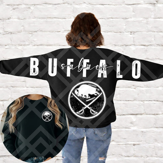 Buffalo Hockey White Distressed Logo