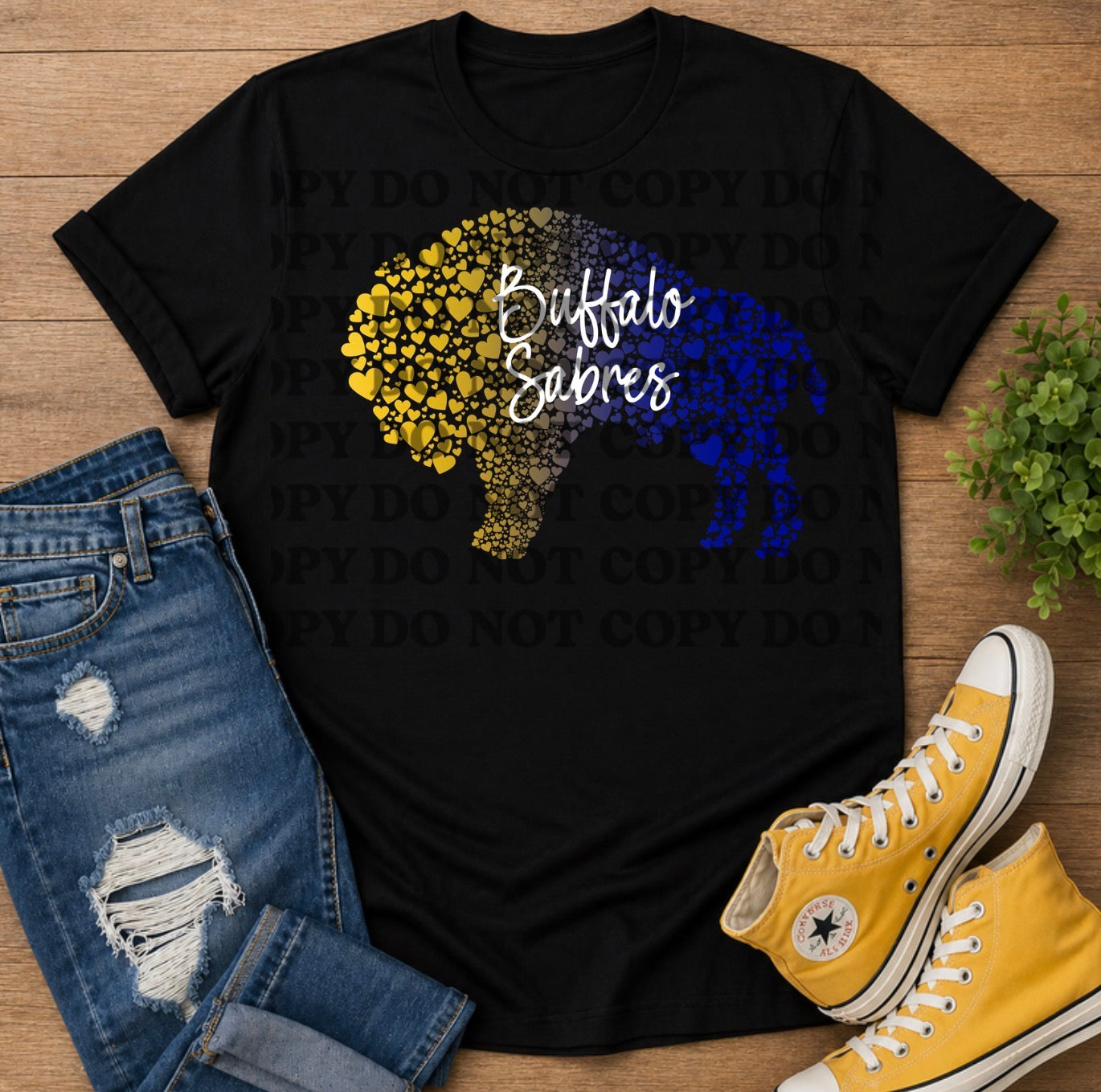 Blue and Gold Buffalo with Hearts